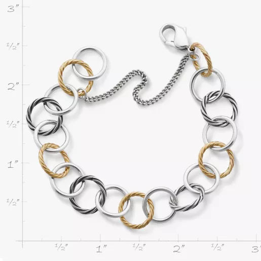 Gold and Silver Loops Charm Bracelet