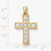 Plain Latin Cross Pendant with Diamonds