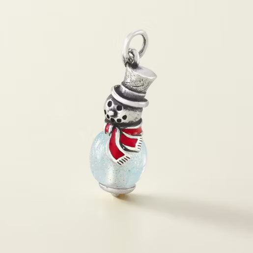 Enamel Snowman Art Glass Charm