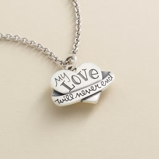 "My Love Will Never End" Heart Charm