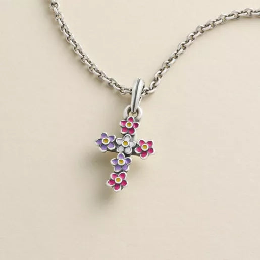 Enamel Floral Cross Pendant