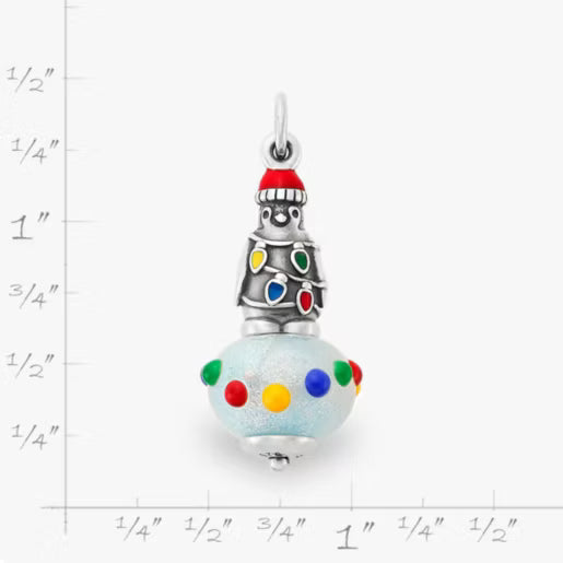 Enamel Christmas Penguin Art Glass Charm