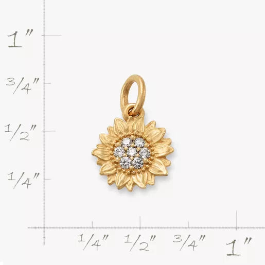 Pave Diamond Sunflower Pendant
