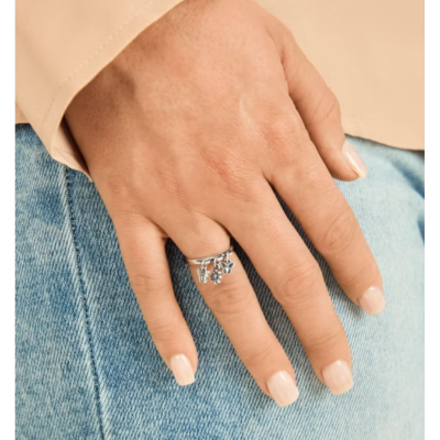 Daisy and Butterflies Dangle Ring