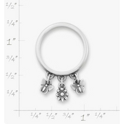 Daisy and Butterflies Dangle Ring
