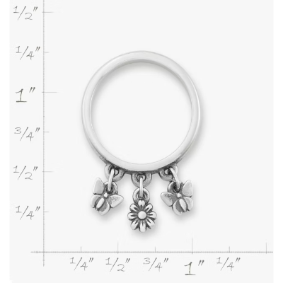 Daisy and Butterflies Dangle Ring