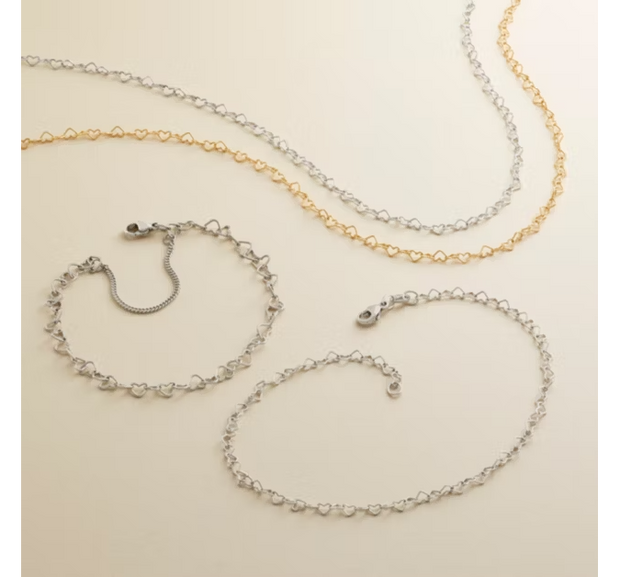 Delicate Connected Hearts Anklet