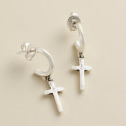 Horizon Cross Hoop Dangle Earrings