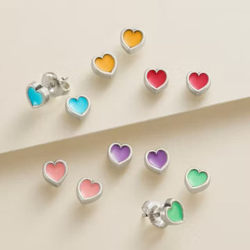 Enamel Connected Hearts Studs
