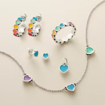 Enamel Connected Hearts Studs