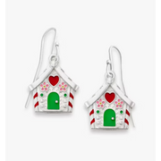 Enamel Gingerbread House Earrings