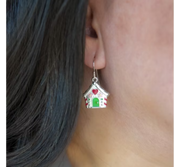 Enamel Gingerbread House Earrings