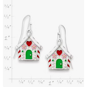 Enamel Gingerbread House Earrings
