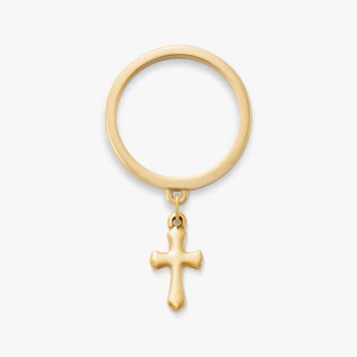 Flared Cross Charm Dangle Ring