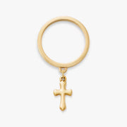 Flared Cross Charm Dangle Ring