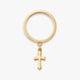 Flared Cross Charm Dangle Ring