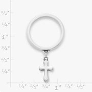 Flared Cross Charm Dangle Ring