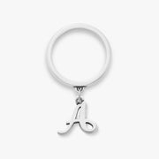 Small Script Initial Charm Dangle Ring