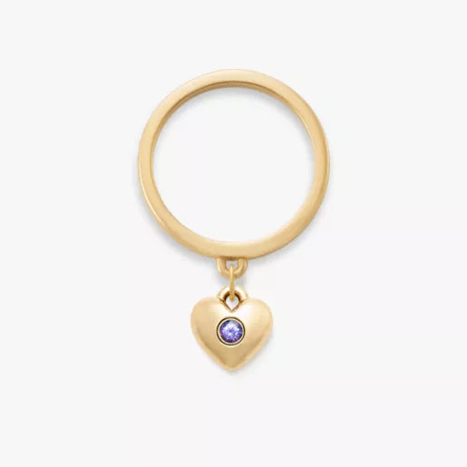 Keepsake Heart Birthstone Charm Dangle Ring
