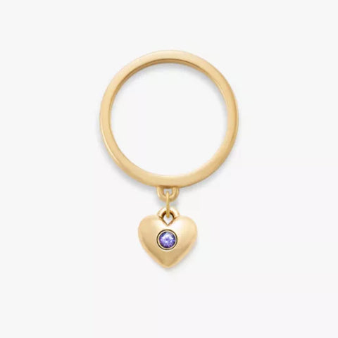 Keepsake Heart Birthstone Charm Dangle Ring