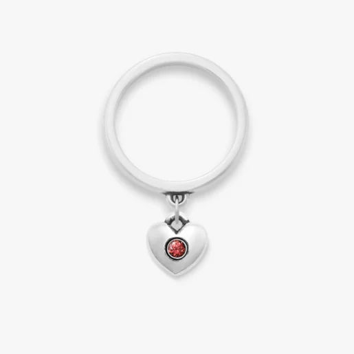 Keepsake Heart Birthstone Charm Dangle Ring
