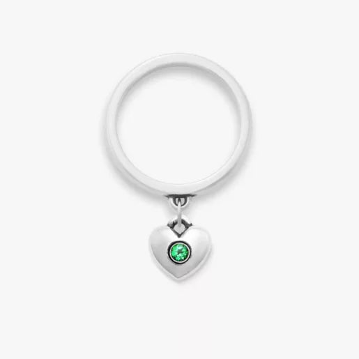 Keepsake Heart Birthstone Charm Dangle Ring
