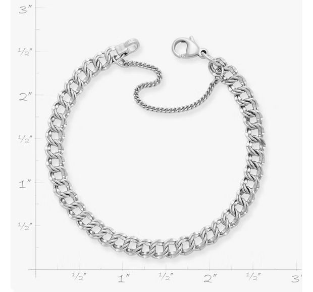 Light Double Curb Charm Bracelet