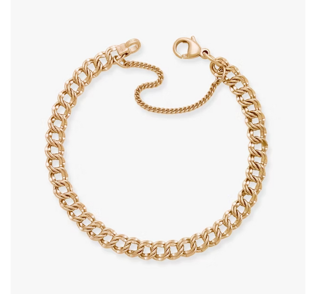 Light Double Curb Charm Bracelet