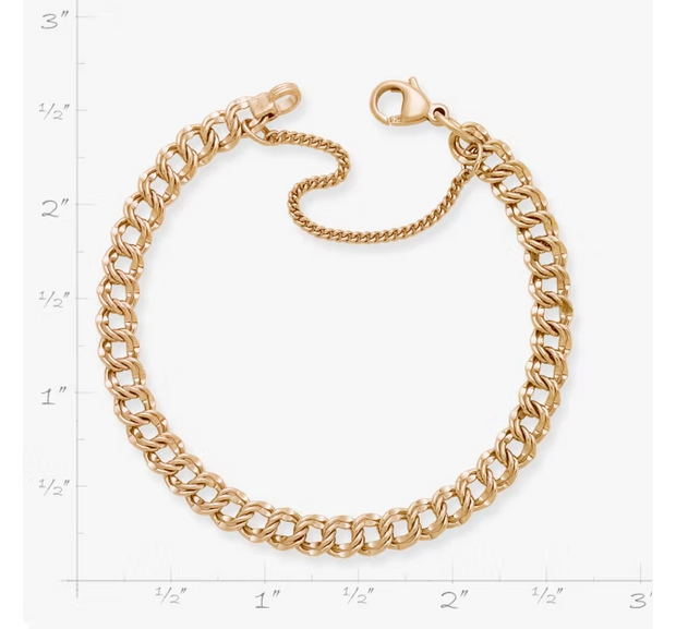 Light Double Curb Charm Bracelet