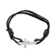 Cross Hook-On Leather Bracelet