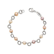 Twisted Wire Link Bracelet with Multi-Colored Cultured Pearls