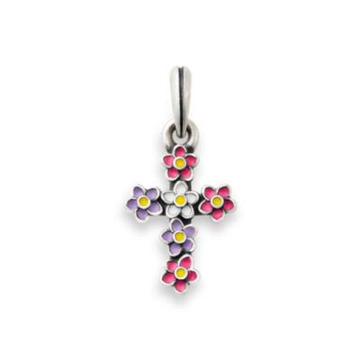 Enamel Floral Cross Pendant