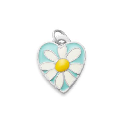 Enamel Daisy Heart Charm