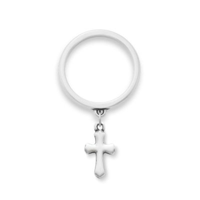 Flared Cross Charm Dangle Ring