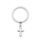 Flared Cross Charm Dangle Ring