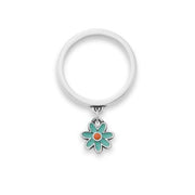 Enamel Mini Flower Charm Dangle Ring