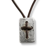 Leather Cross Shield Necklace