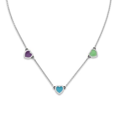 Enamel Connected Hearts Necklace