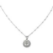Delicate Beaded Cross Medallion Necklace