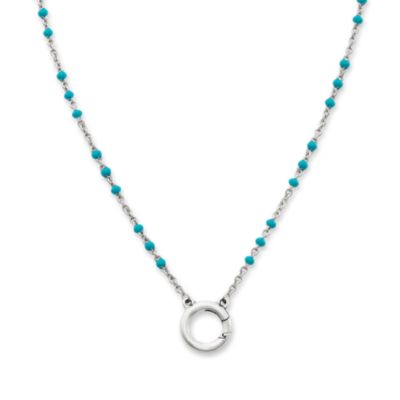 Enamel Beaded Chain Changeable Charm Holder Necklace