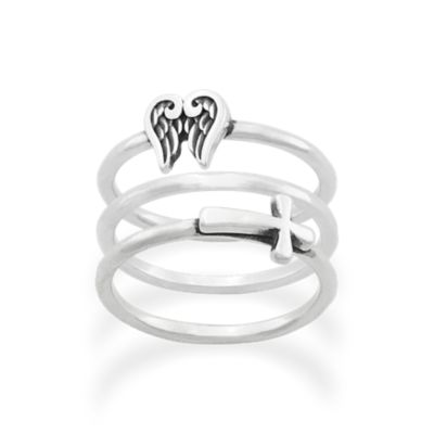 Angel Wings and Horizon Cross Ring Set