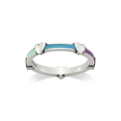 Enamel Band with Hearts Ring