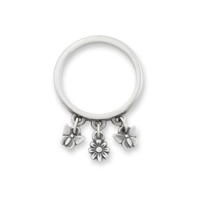 Daisy and Butterflies Dangle Ring
