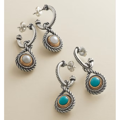 Marjan Gemstone Hoop Dangle Earrings