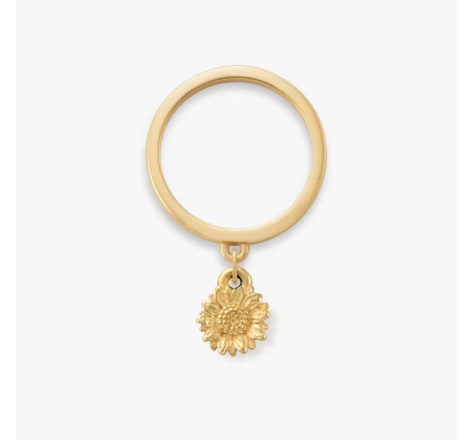 Mini Sunflower Charm Dangle Ring