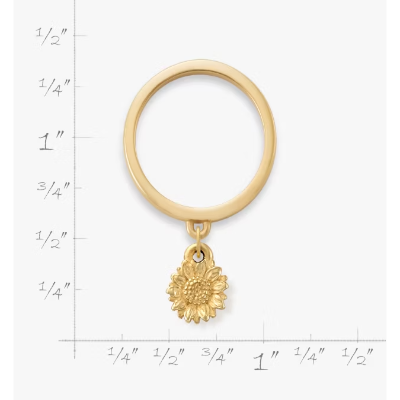 Mini Sunflower Charm Dangle Ring