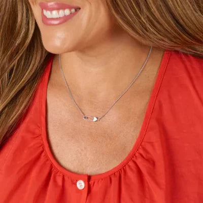 Safety Pin Heart Necklace