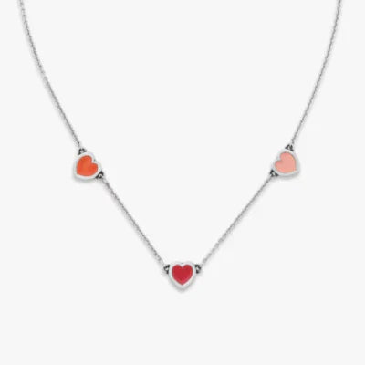 Enamel Connected Hearts Necklace