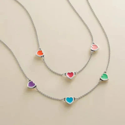 Enamel Connected Hearts Necklace