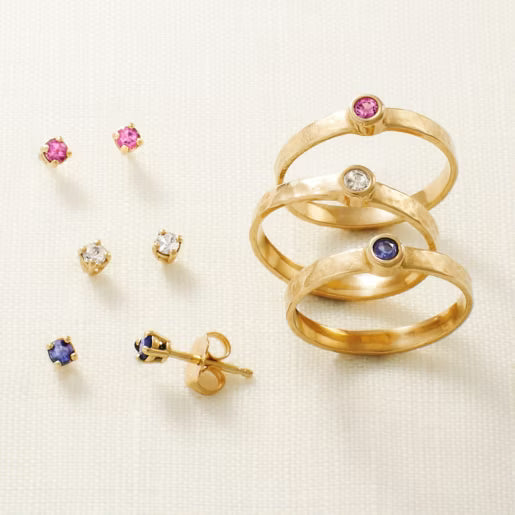 Petite Hammered Gemstone Ring